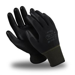 Перчатки МИКРОПОЛ (MG-161), нейлон, полиуретан, оверлок, цвет черный - фото 104207