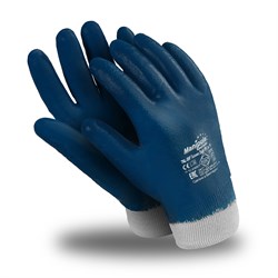 Перчатки ТЕХНИК ЛАЙТ РП (MG-222), интерлок, нитрил полный, трикотажный манжет, цвет синий - фото 104213