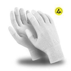 Перчатки МИКРОСТАТИК (MG-163), ESD, нейлон/карбон, полиуретан на пальцах, оверлок из термонити, цвет - фото 104216