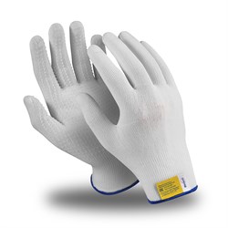 Перчатки МИКРОН ПВХ (MG-111), нейлон, SlipGrip, оверлок, цвет белый - фото 104224