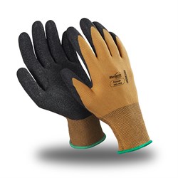 Перчатки ЛАСОФТ (MG-143), полиэфир, латекс частичный, оверлок, цвет коричневый (РФ) - фото 104233