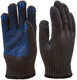 Перчатки трикотажные с ПВХ ДВОЙНЫЕ черный - фото 104271