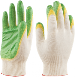 Перчатки ГРИН, х/б с 2-м латексом - фото 104306