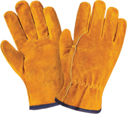 Перчатки ДРАЙВЕР, (0220), спилок, без подкладки, резинка для удерживания, кант - фото 104336