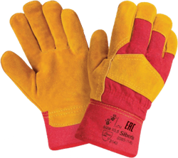 Перчатки СИБИРЬ М, (0385-11-RU), спилок, х/б, искуственный мех, жесткий манжет - фото 104341