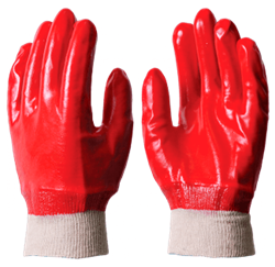 Перчатки ГРАНАТ, с ПВХ покрытием, интерлок, полный облив, резинка - фото 104366