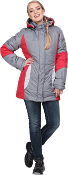 Куртка ВИРАЖ зимняя, серый-красный, женская - фото 104616