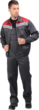 Костюм МАСТЕР ПРОФИ летний, серый-красный (Куртка+полукомбинезон) - фото 104672