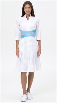 Халат МОНИКА, белый - бирюза - фото 104746