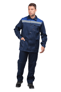 Костюм ПРОФИ летний, т/синий-василек (Куртка+брюки) - фото 104919