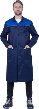 Халат СТАНДАРТ летний, т/синий-василек - фото 105007