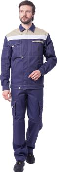 Костюм ДОКЕР летний, т/синий-бежевый (Куртка+полукомбинезон) - фото 105109