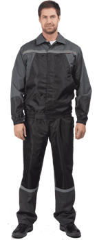 Костюм АВТОМОЙЩИК летний, серый-черный (Куртка+полукомбинезон) - фото 105175