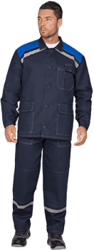 Костюм МОНТАЖ летний, т/синий-василек, 100% х/б (Куртка+брюки) - фото 105227