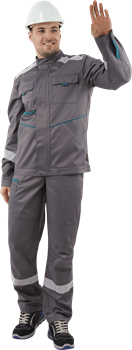 Костюм ГАЛАКТИКА летний, серый-бирюзовый (Куртка+полукомбинезон) - фото 105530