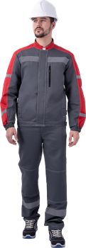 Костюм РОУД летний, серый-красный (Куртка+полукомбинезон) - фото 105555