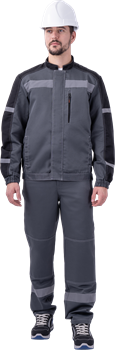 Костюм РОУД летний, серый-черный (Куртка+полукомбинезон) - фото 105572