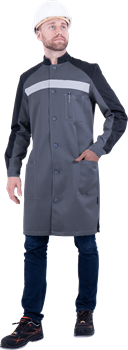 Халат РОУД летний, серый-черный - фото 105653