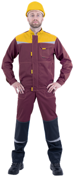Костюм КМ-10 ЛЮКС летний, бордовый-желтый-черный (Куртка+полукомбинезон) - фото 105684