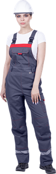 Полукомбинезон ХАЙ-ТЕК SAFETY летний, серый-красный, женский - фото 106361