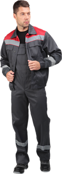 Костюм МАСТЕР ЛЮКС летний, серый-красный (Куртка+полукомбинезон) - фото 106377