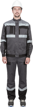 Костюм ГРАНИТ НЕО летний, серый-черный (Куртка+полукомбинезон) Импорт - фото 106391