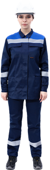 Костюм МАСТЕР ЛЮКС летний, т/синий-василек, женский (Куртка+брюки) - фото 106694
