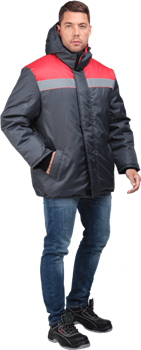 Куртка РАЙТ зимняя, т/серый-красный - фото 106816