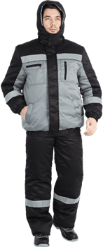 Костюм БАЙКАЛ зимний, серый-черный - фото 106949