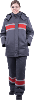 Костюм АНГАРА зимний, серый-красный, женский - фото 106952