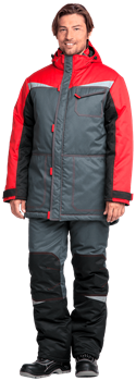 Костюм КМ-10 ЛЮКС зимний, серый-черный-красный - фото 107098