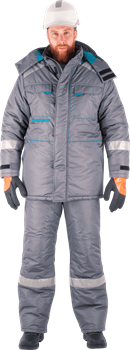 Костюм ГАЛАКТИКА зимний, серый-бирюза - фото 107139