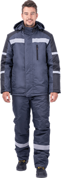 Костюм РОУД зимний, т.серый-черный - фото 107255