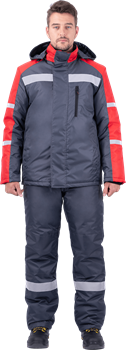 Костюм РОУД зимний, т/серый-красный - фото 107282