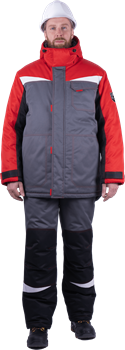 Костюм КМ-10 ЛЮКС зимний 3-4 класс, серый-красный-черный - фото 107391