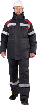 Костюм СТАРАТЕЛЬ зимний, серый-красный - фото 107493