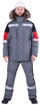 Куртка ХАЙ-ТЕК SAFETY зимняя, серый-красный-черный - фото 107721