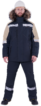 Куртка ХАЙ-ТЕК SAFETY зимняя, синий-бежевый - фото 107738