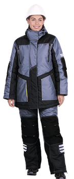 Куртка ЭДВАНС зимняя, серый-т.серый-лимонная отделка, женская - фото 107755