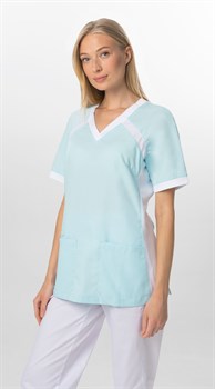 Блуза БЕРТИ, голубая- белая - фото 108696