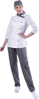 Костюм БИСТРО, белый-т/серый, женский - фото 108853