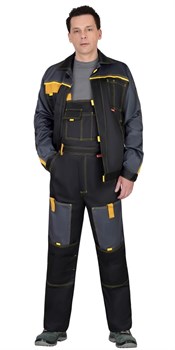 Костюм СИРИУС-ФАВОРИТ куртка, п/к, черный с темно-серым - фото 132846