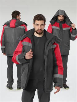 Куртка зимняя Лигор СОП (тк.OxLine,90), т.серый/красный - фото 135972