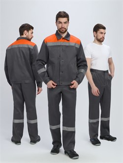 Костюм Лигор-1 СОП (тк.Смесовая,210) брюки, т.серый/оранжевый - фото 140821