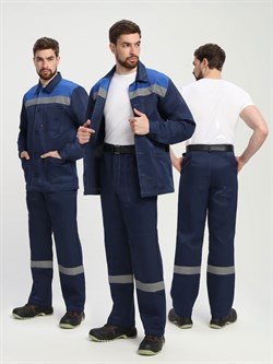 Костюм Стандарт СОП усиленный (тк.Смесовая,210) брюки, т.синий/васильковый - фото 141125