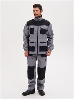 Костюм "Канзас" ткань 240гр, СОП, куртка+п/к, цвет св.серый с черным - фото 172393