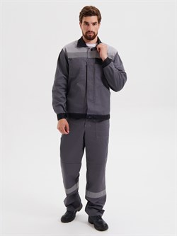 Костюм "Корпус" (куртка+БРЮКИ) тк. смесовая 65/35, пл. 240 г/м2, цв. т.серый/черный/св.серый - фото 172470