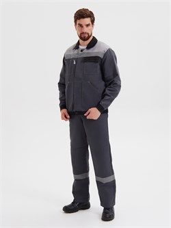 Костюм "Корпус" (куртка+п/к) пл. 210 г/м2, цв.т.серый/черный/св.серый - фото 172505