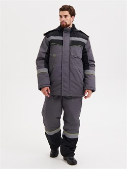 Костюм утепленный "Система" куртка+п/к, тк.смес.240, цв.т.СЕР/черн/лимон - фото 172703
