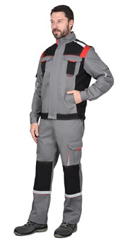Куртка СИРИУС-СТАН ср-серая с черной и красной отделкой - фото 174054